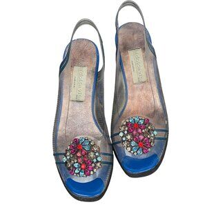 La Dolce Vita  vintage womens shoes size 6 jewelled front wedge excellent condit